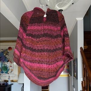 Vintage Hand Crocheted Hooded Sweater Shawl Cape